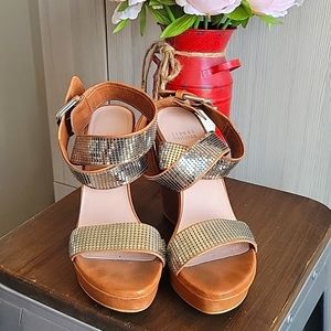 Stuart Weitzman Brown Platform Glam Sandals Size 7.5